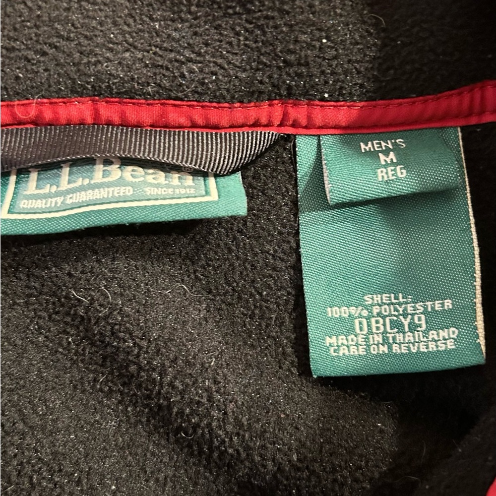 L.L. Bean Black Full-Zip Fleece Jacket with Red Trim - Picture 6 of 6